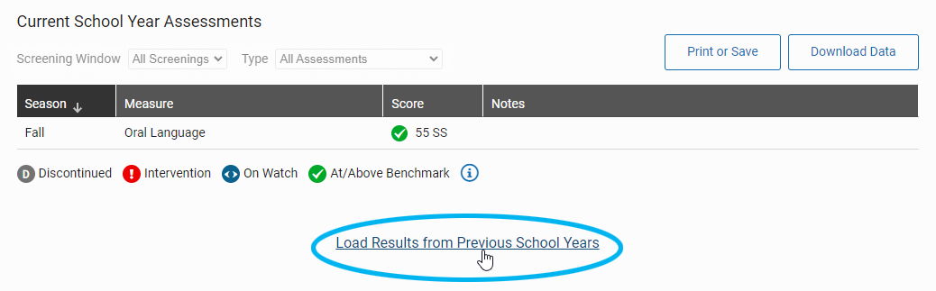 the load results from previous school years link