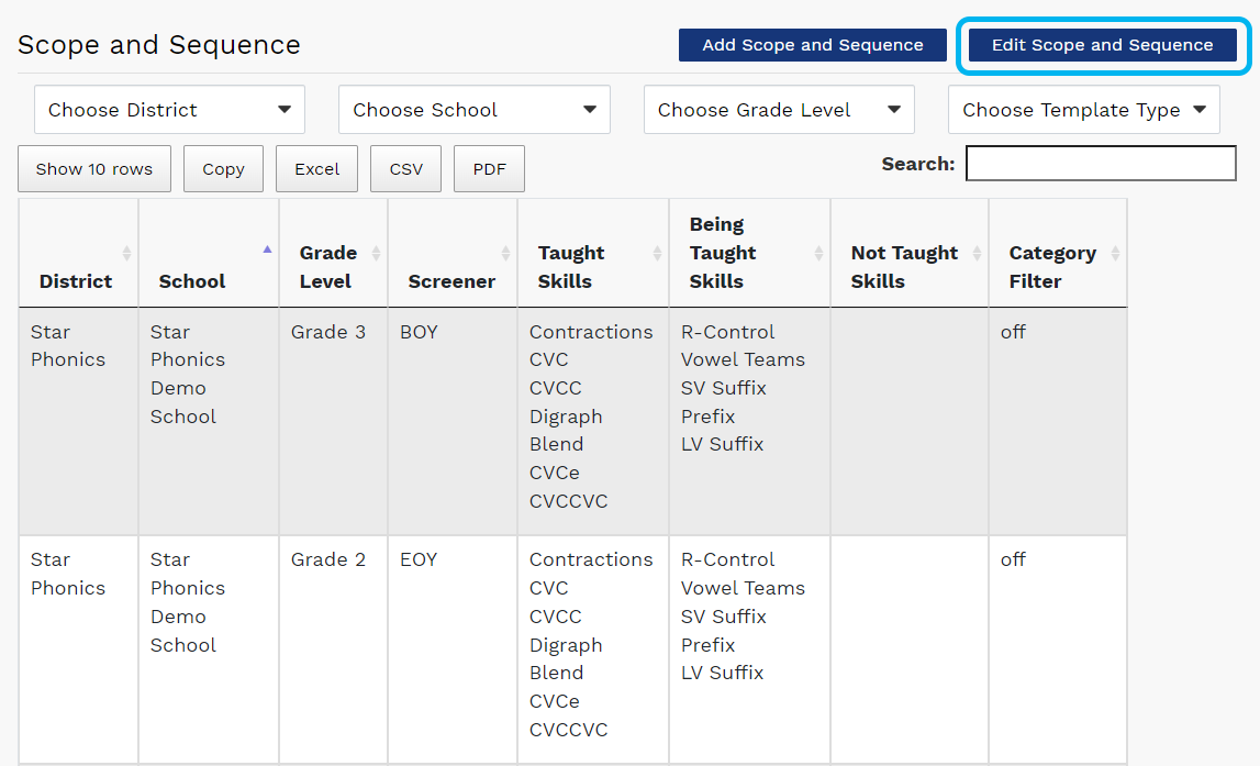 select Edit Scope and Sequence