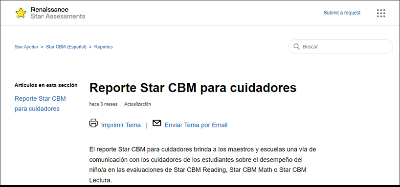 Reporte Star CBM para Cuidadores