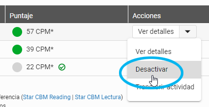 seleccione la flecha junto a Ver detalles, luego Desactivar