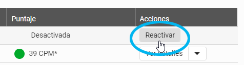 seleccione Reactivar