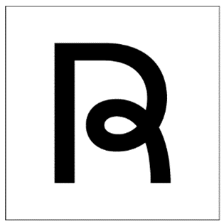 Renaissance R, black on a white background