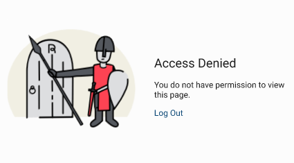 The message reads: Access Denied. You do not have permission to view this page. The Log Out link is at the bottom.