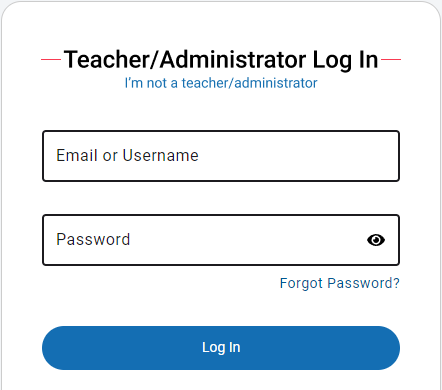 the login page with user name and password fields