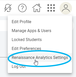 select the user icon, then Renaissance Analytics Settings