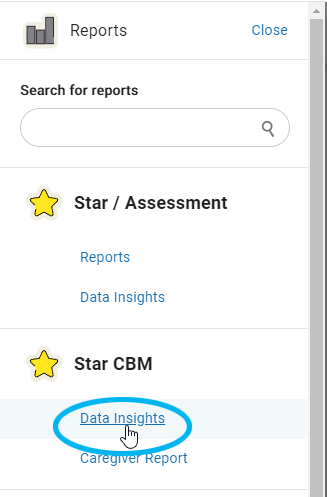 select Data Insights under Star CBM