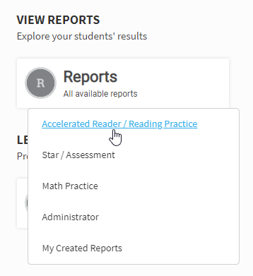 the Reports options