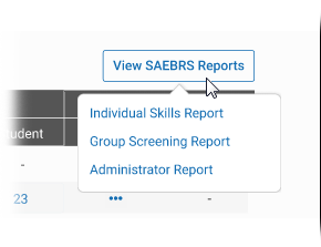 The drop-down list showing the available reports.