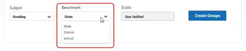 The Benchmark drop-down list.