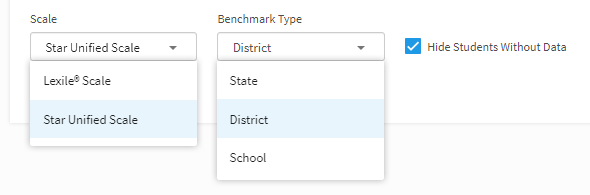 The Scale and Benchmark drop-down lists.