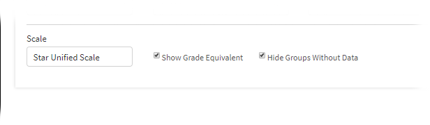 The Show Grade Equivalent and Hide Groups Without Data checkboxes.