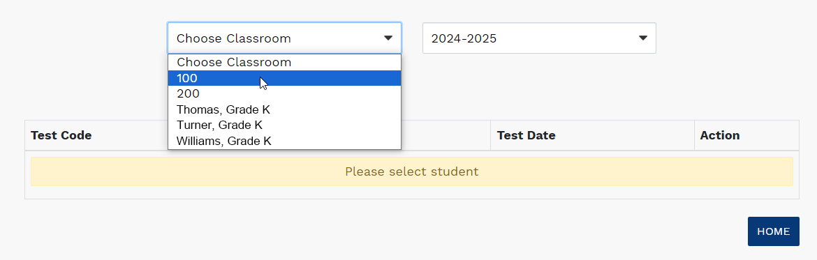 the Classroom drop-down list