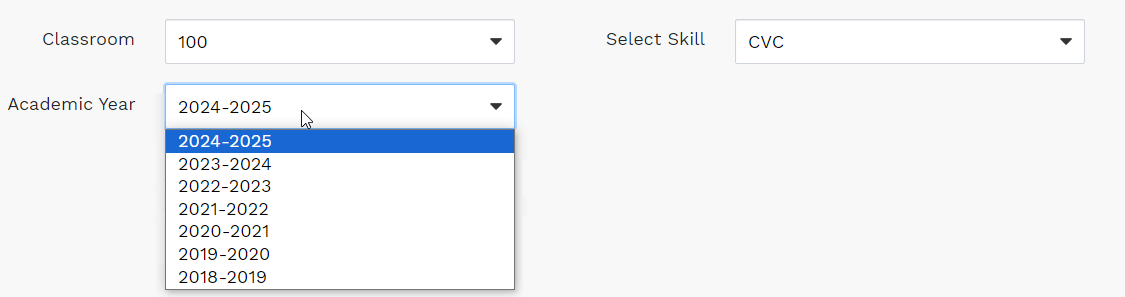 the Academic Year drop-down list