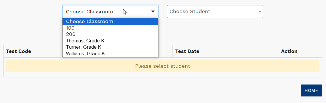 the Classroom drop-down list