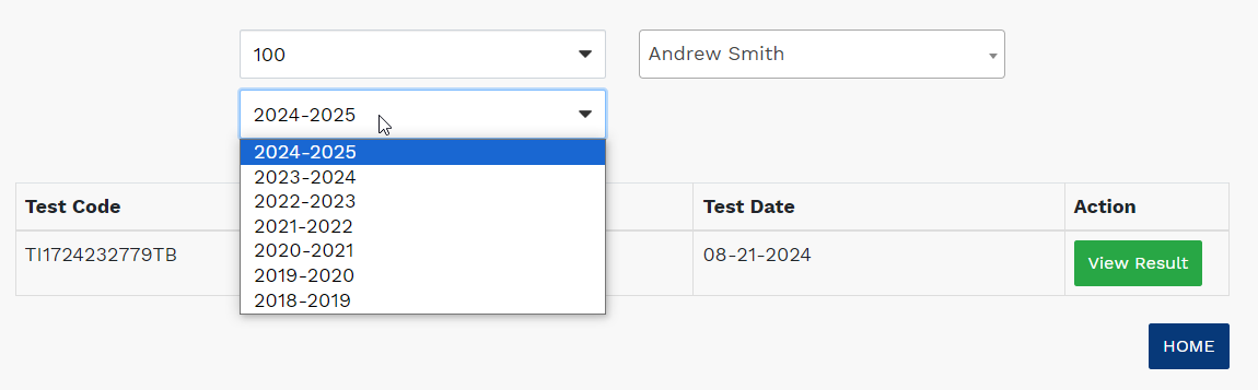 the Academic Year drop-down list