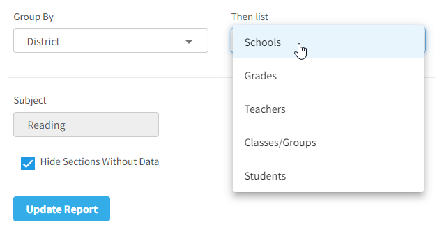 the Then List drop-down list