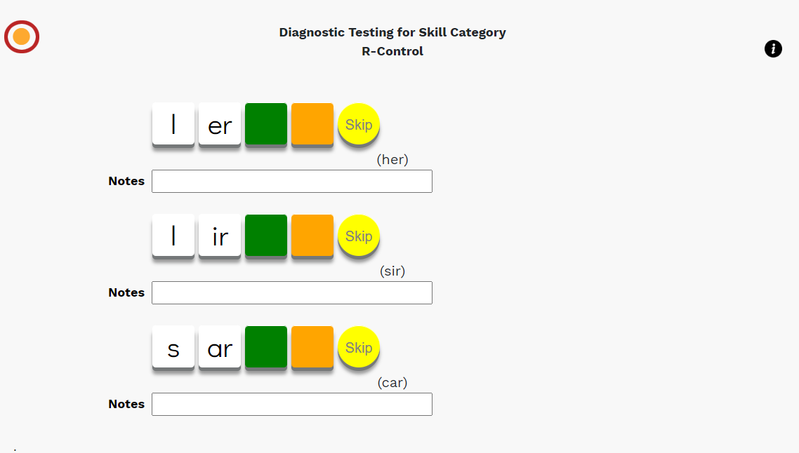 the orange dot in the teacher test view