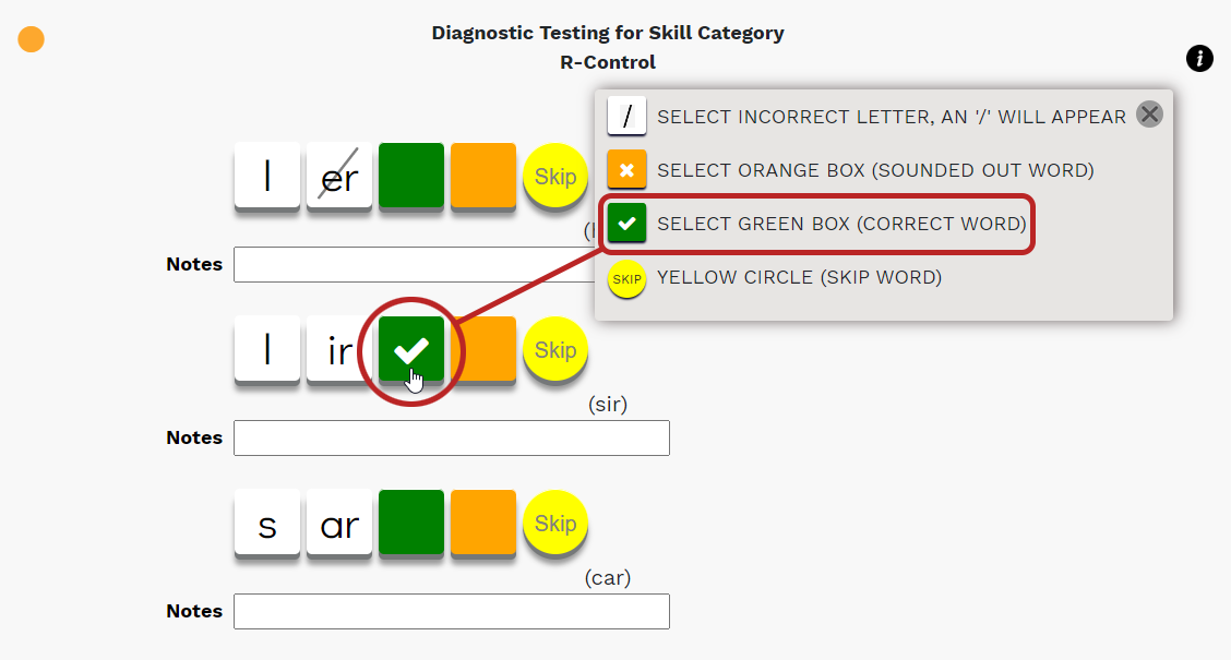 a word marked incorrect