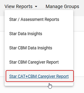 The Star CAT+CBM Caregiver Report link.