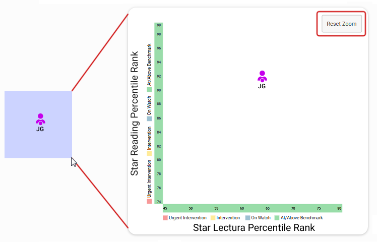 A zoomed-in view for one student; the Reset Zoom button is in the upper-right corner.