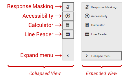 Collapsed and expanded views of the toolbar.