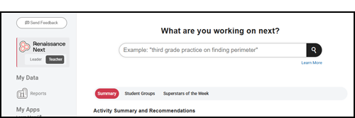 The Renaissance Next for Teachers home page.