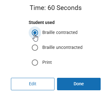an example of the braille options