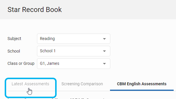select the Latest Assessments tab